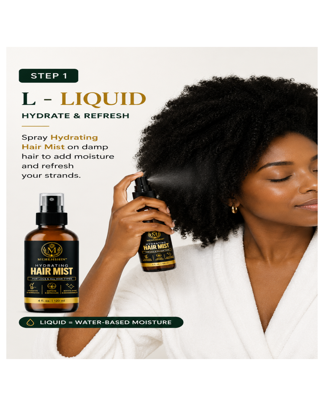 Mehehshin Moisture Lock Trio - Hair Care Bundle for Dry, Type 4 Natural Hair Hydrating Mist, Sealing Oil & Butter