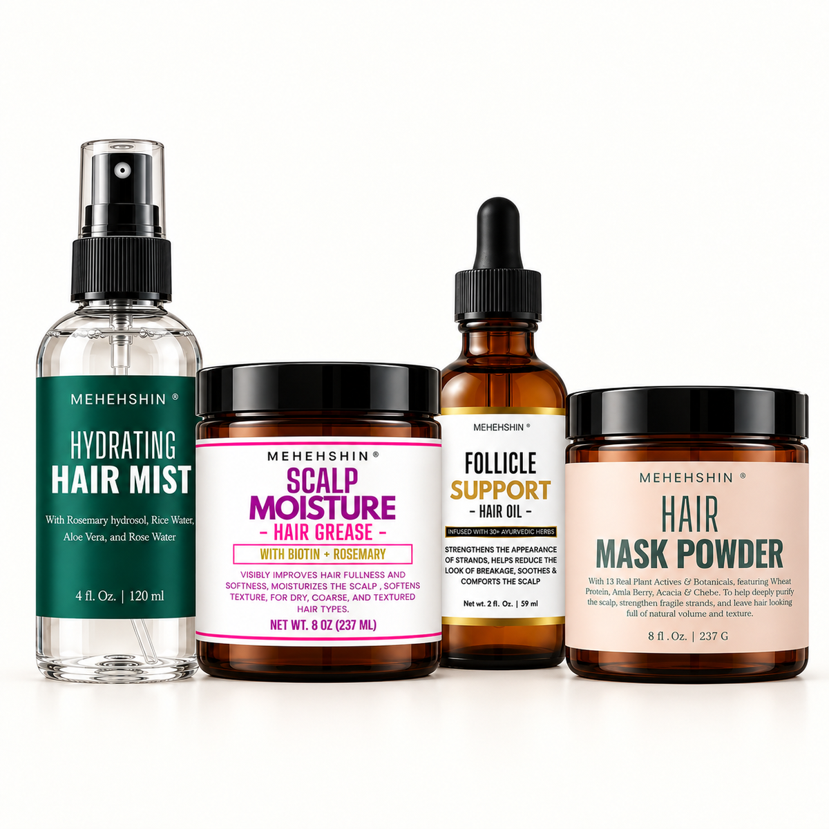MEHEHSHIN Fortify & Seal Hair Care Routine – 4-Piece Protein & Moisture System