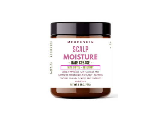 This is Mehehshin Scalp Moisture Hair Grease, a hair care product designed to: Visibly improve hair fullness and softness .

Moisturize The scalp and soften hair texture.

Target dry, coarse, and textured hair types.

Contains ingredients like Biotin and Rosemary known for their benefits in promoting hair health and growth.
