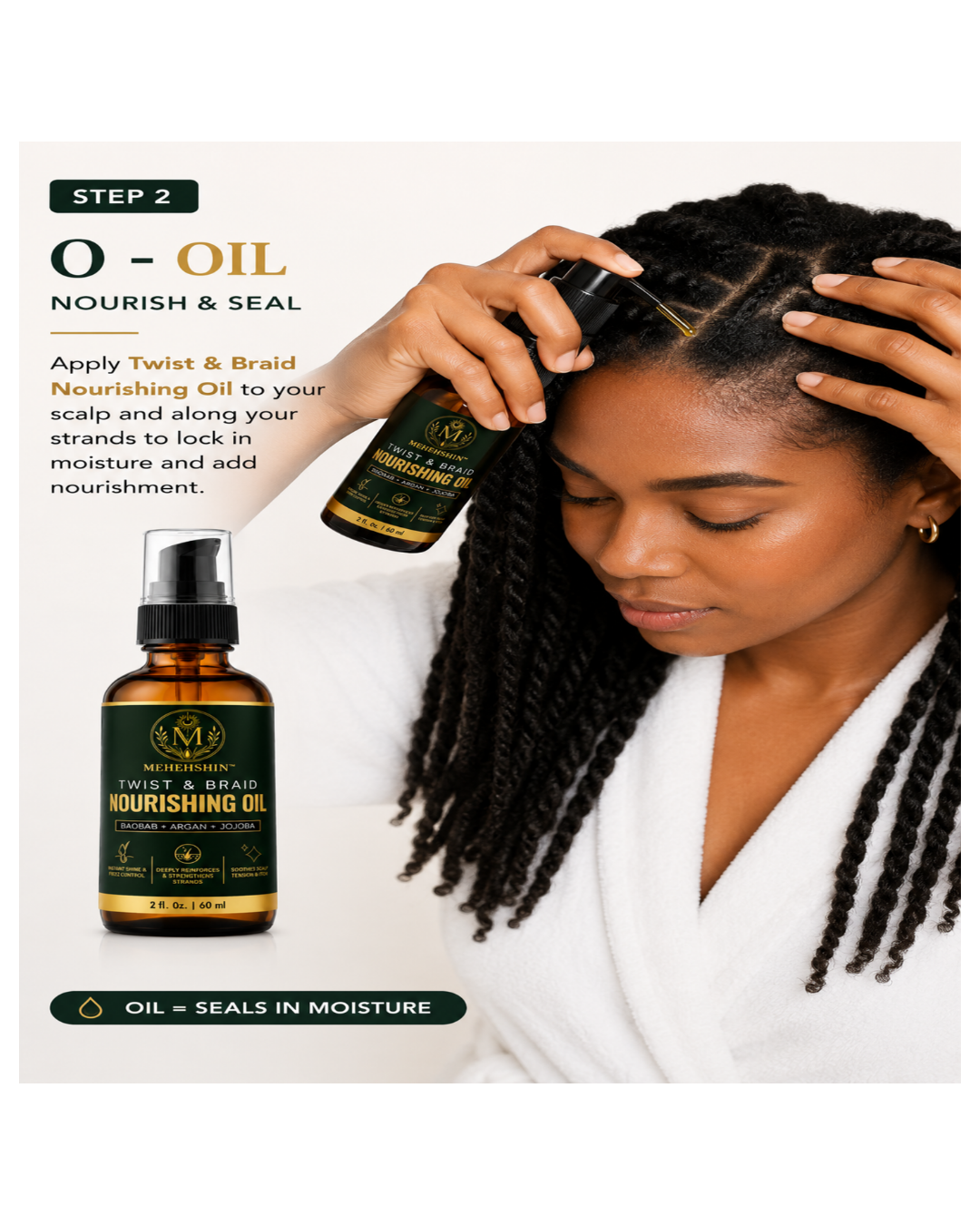 Mehehshin Moisture Lock Trio - Hair Care Bundle for Dry, Type 4 Natural Hair Hydrating Mist, Sealing Oil & Butter
